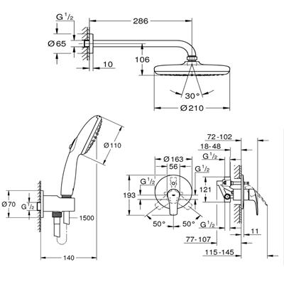 Set doccia grohe eurosmart tempesta 210 cromato