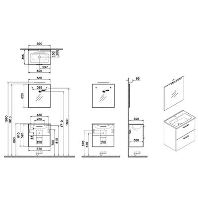 Mobile bagno sospeso vitra mia 60 cm golden oak effetto legno