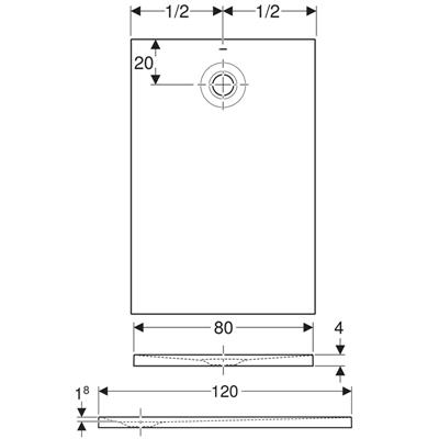 Piatto doccia geberit olona rettangolare 80x120 bianco opaco in marmoresina