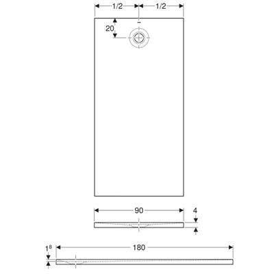 Piatto doccia geberit olona rettangolare 90x180 bianco opaco in marmoresina