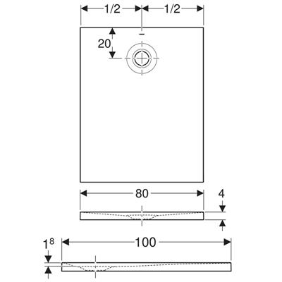 Piatto doccia geberit olona rettangolare 80x100 bianco opaco in marmoresina