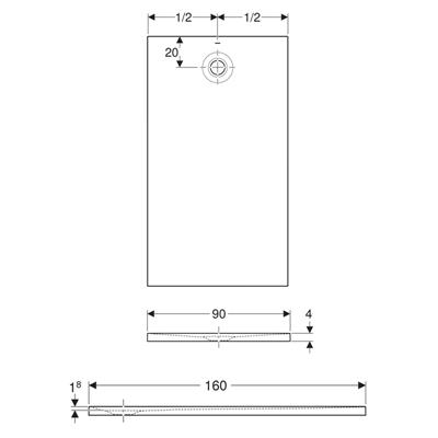 Piatto doccia geberit olona rettangolare 90x160 bianco opaco in marmoresina