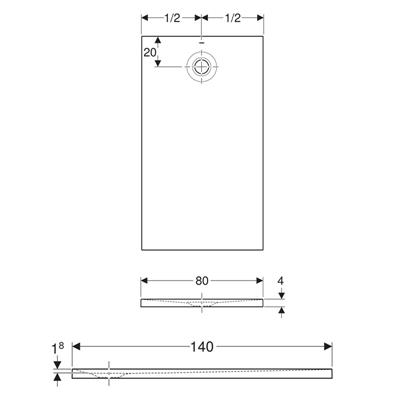 Piatto doccia geberit olona rettangolare 80x140 bianco opaco in marmoresina
