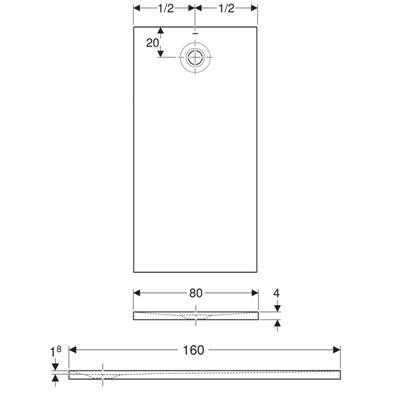 Piatto doccia geberit olona rettangolare 80x160 bianco opaco in marmoresina