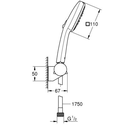 Set manopola doccia grohe tempesta cube 110 27584003 a 3 getti cromato