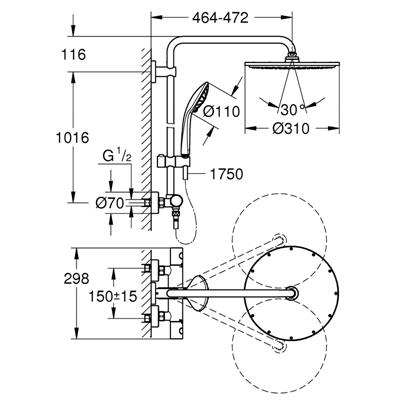 Colonna doccia grohe euphoria system 310 26075dc0 termostatica cromo spazzolato