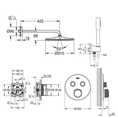 Set doccia grohe grohtherm smartcontrol euphoria rainshower mono 310 cromato
