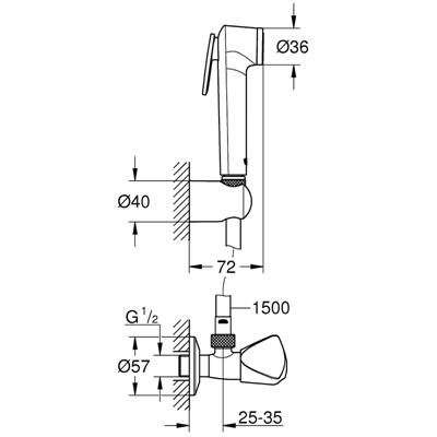 Set idroscopino completo grohe tempesta-f 30 con rubinetto a squadra cromato