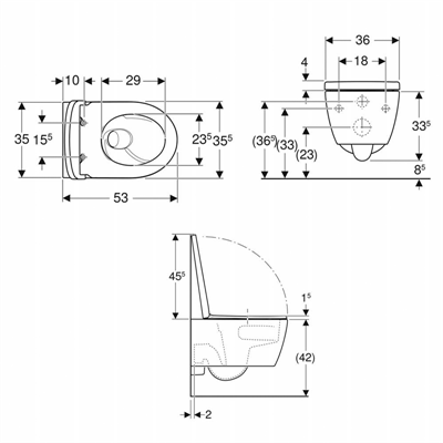 Vaso geberit icon 503.046.jt.1 turboflush bianco opaco sospeso con coprivaso soft-close