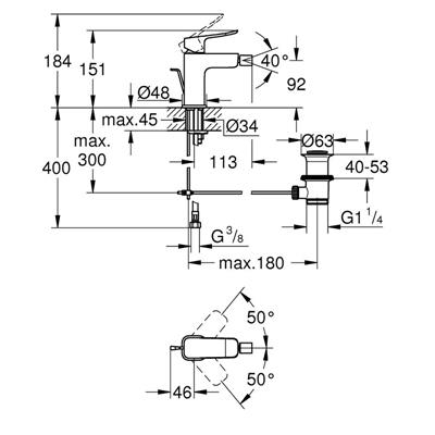 Miscelatore bidet grohe dice 1018772430 nero opaco