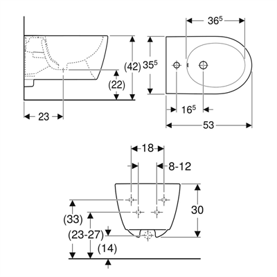 Coppia sanitari vaso bidet e coprivaso rallentato geberit icon bianco opaco sospesi turboflush