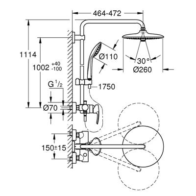 Colonna doccia grohe euphoria system 260 27473002 con miscelatore cromata