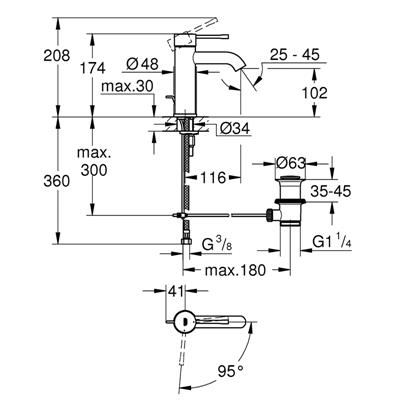 Miscelatore lavabo grohe essence 24180001 taglia s con tecnologia ecomode cromato
