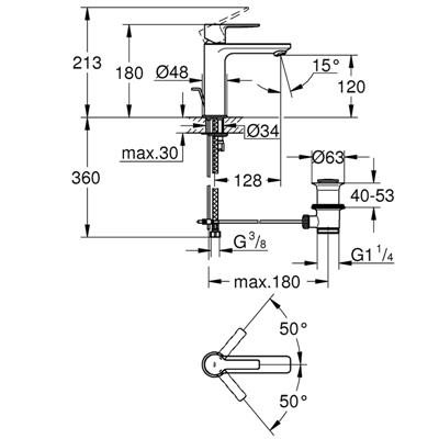 Miscelatore lavabo grohe lineare 321142431 taglia s nero opaco
