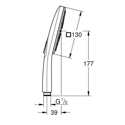 Manopola doccia grohe rainshower smartactive 130 cube a 3 getti cromo spazzolato
