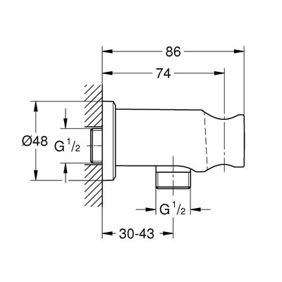 Raccordo erogatore grohe rainshower 26658dc0 con supporto cromo spazzolato