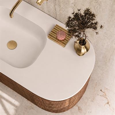 Mobile bagno sospeso moon 100 cm oro satinato e noce canaletto