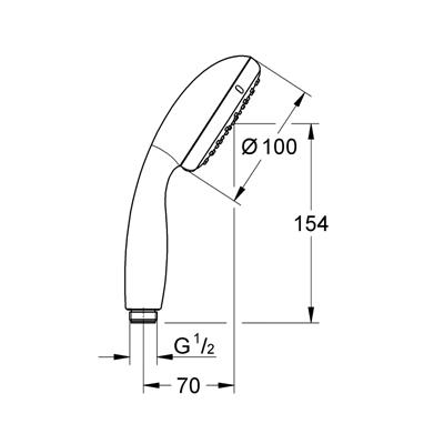 Manopola doccia grohe tempesta 100 a 2 getti cromata