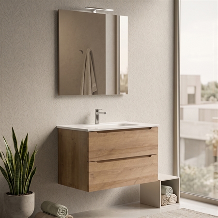 MOBILE BAGNO SOSPESO DALIA 80 CM ROVERE EFFETTO LEGNO