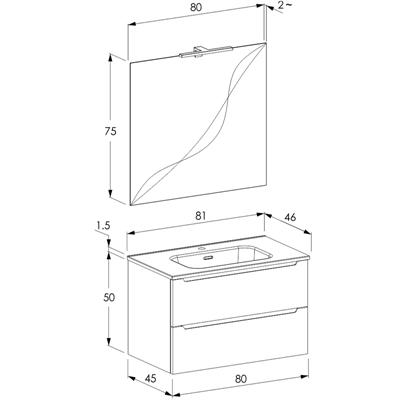 Mobile bagno sospeso dalia 80 cm rovere effetto legno