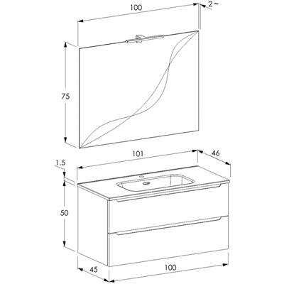 Mobile bagno sospeso dalia 100 cm rovere effetto legno