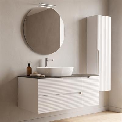 Mobile bagno sospeso iris 120 cm con colonna bianco neve e top grigio lava