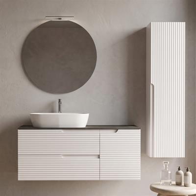 Mobile bagno sospeso iris 120 cm con colonna bianco neve e top grigio lava