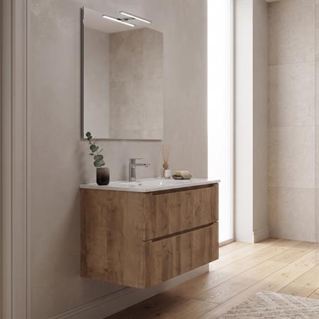 Mobile bagno sospeso selene 80 cm rovere effetto legno