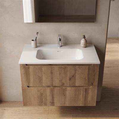 Mobile bagno sospeso selene 80 cm rovere effetto legno