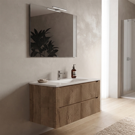 Mobile bagno sospeso selene 100 cm rovere effetto legno