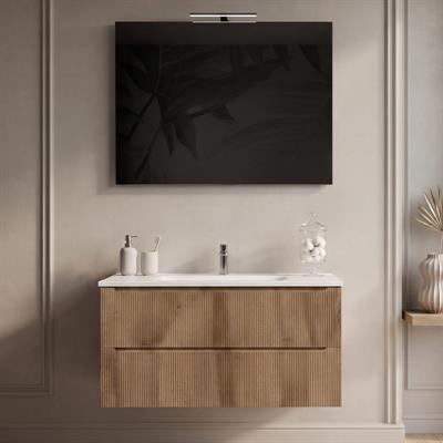 Mobile bagno sospeso selene 100 cm rovere effetto legno