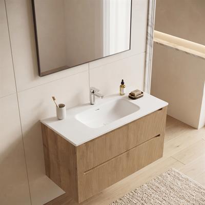 Mobile bagno sospeso selene 100 cm rovere effetto legno