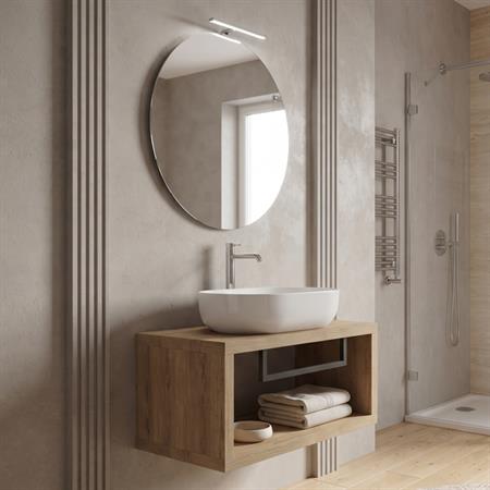 Mobile bagno sospeso maya 80 cm rovere effetto legno con porta asciugamani