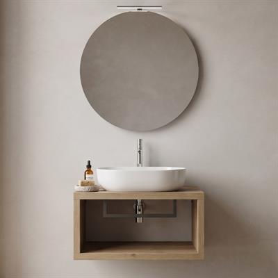 Mobile bagno sospeso maya 80 cm rovere effetto legno con porta asciugamani