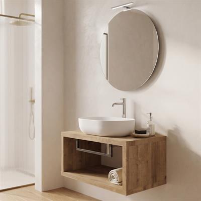 Mobile bagno sospeso maya 80 cm rovere effetto legno con porta asciugamani