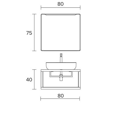 Mobile bagno sospeso maya 80 cm rovere effetto legno con porta asciugamani