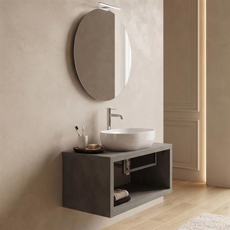 Mobile bagno sospeso maya 80 cm grigio caldo effetto cemento con porta asciugamani