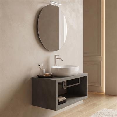 Mobile bagno sospeso maya 80 cm grigio caldo effetto cemento con porta asciugamani