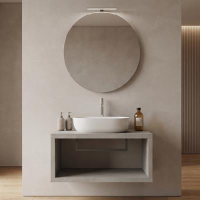 Mobile bagno sospeso maya 80 cm grigio caldo effetto cemento con porta asciugamani