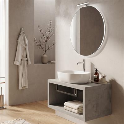 Mobile bagno sospeso maya 80 cm grigio caldo effetto cemento con porta asciugamani