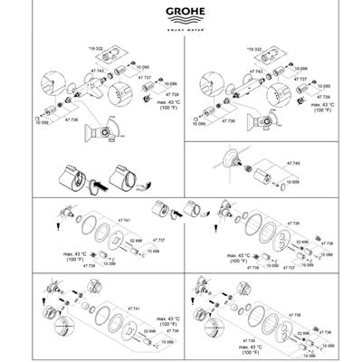 Manopola doccia grohe per controllo temperatura 47739000 con blocco di sicurezza cromata