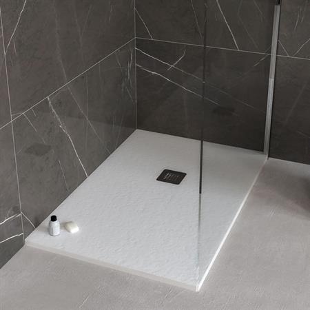 Piatto doccia stone rettangolare 80x100 bianco effetto pietra slim