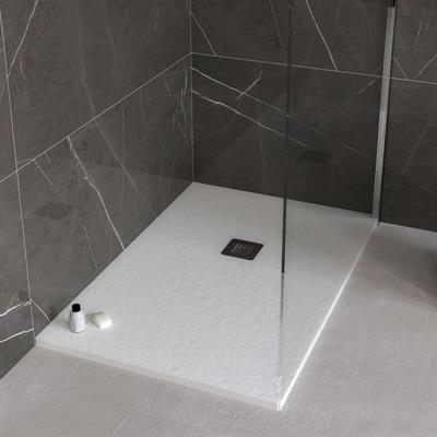 Piatto doccia stone rettangolare 80x100 bianco effetto pietra slim