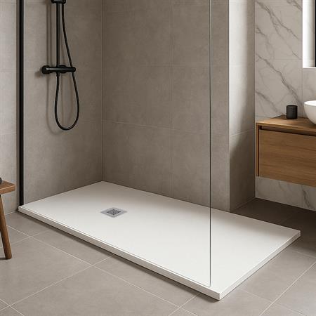 Piatto doccia stone rettangolare 80x160 bianco effetto pietra slim