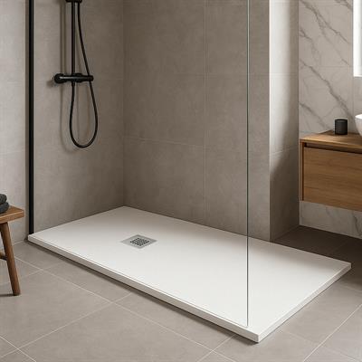 Piatto doccia stone rettangolare 70x140 bianco effetto pietra slim
