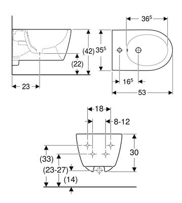 VENDITA BIDET SOSPESO ICON 501.898.00.1 GEBERIT BIANCO