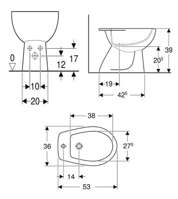 VENDITA BIDET GEBERIT COLIBRI 500.889.00.1 BIANCO LUCIDO A TERRA