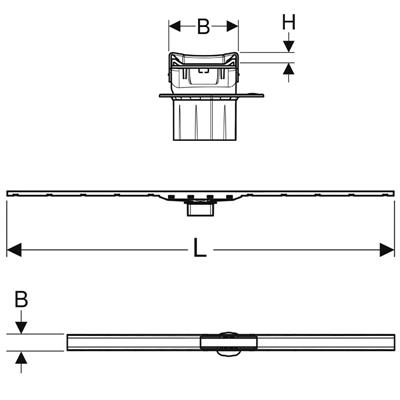 Canaletta doccia geberit cleanline80 a filo pavimento 30-130 cm acciaio inox spazzolato