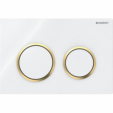 Placca di comando geberit omega 20 round bianco e oro lucido 115.085.kk.1