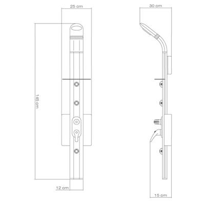 Colonna doccia drop sfera idromassaggio in alluminio con miscelatore monocomando